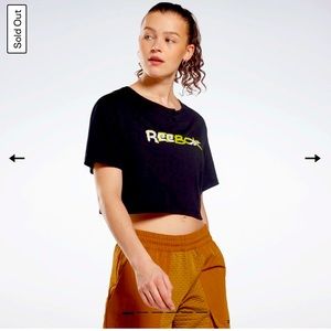 Reebok black MYT Crop Tee Shirt in Black